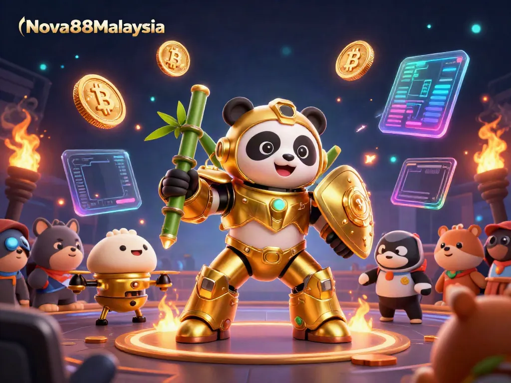 Experience thrilling gaming with Nova88Malaysia in an animated, vibrant scene showcasing crypto excitement.