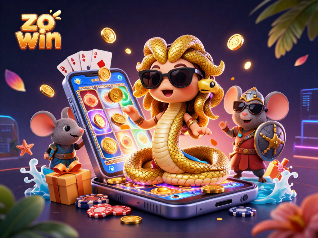 Win big with zo win in this vibrant 3D casino scene full of games and excitement.