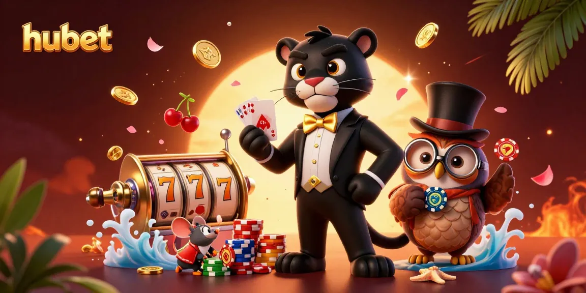 Experience thrilling gameplay with hubet as a stylish black panther deals cards surrounded by vibrant casino elements.