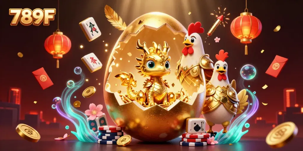 Experience new adventures at 789F casino with a dazzling dragon and golden chips