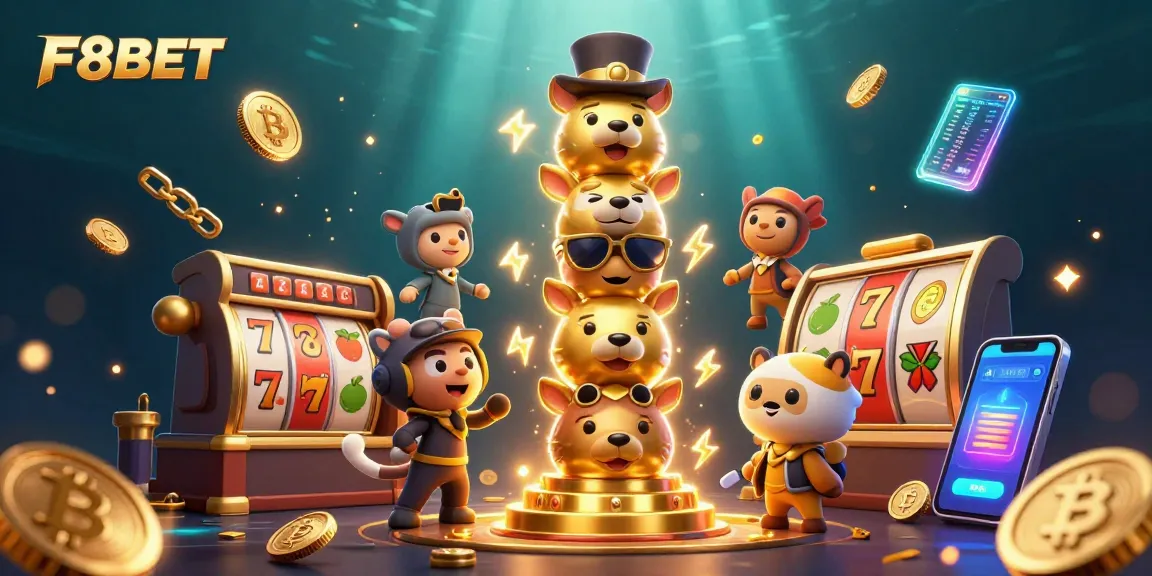 Experience the thrilling action of F8BET with vibrant 3D characters and casino elements.