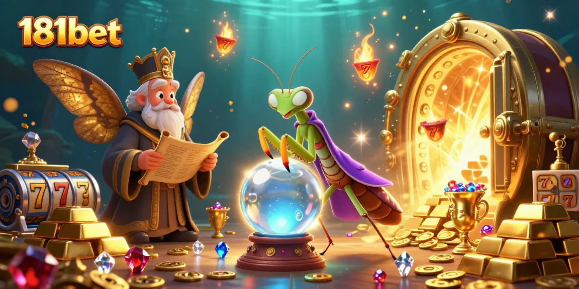 Experience the excitement of 181bet with an enchanting cartoon scene of fortune tellers and treasure, embodying casino thrills.