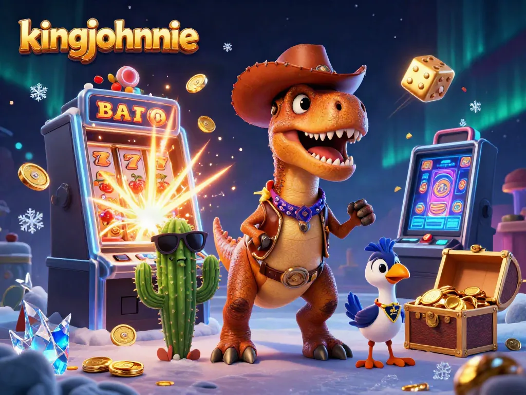 Engage in thrilling blackjack at kingjohnnie with a colorful, dynamic casino scene.