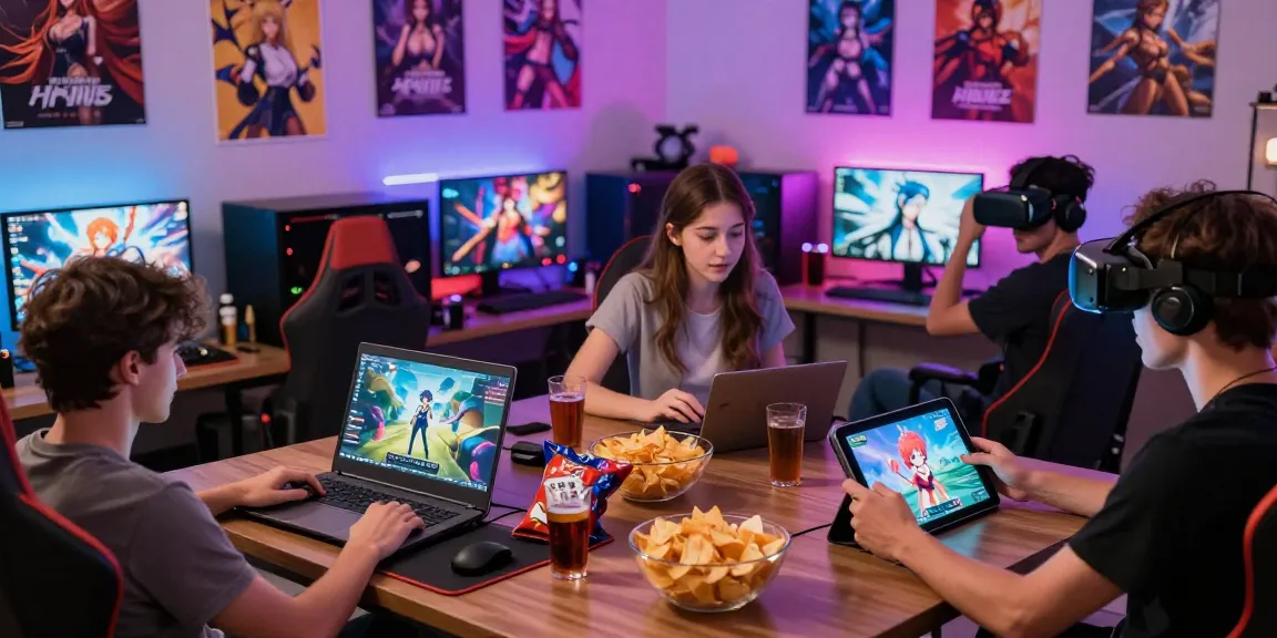 Players enjoying real hentai games in a cozy gaming environment with vibrant decor.