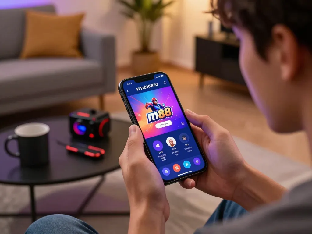 เข้าร่วมกับ ทางเข้า m88 บนมือถือ แสดงแอปเกมที่มีชีวิตชีวาในขณะทำงาน