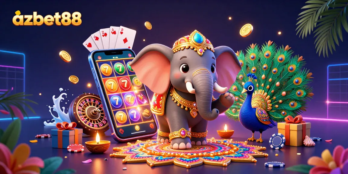 Experience the vibrant gaming world of azbet88 with a colorful 3D illustration showcasing dynamic gaming elements.