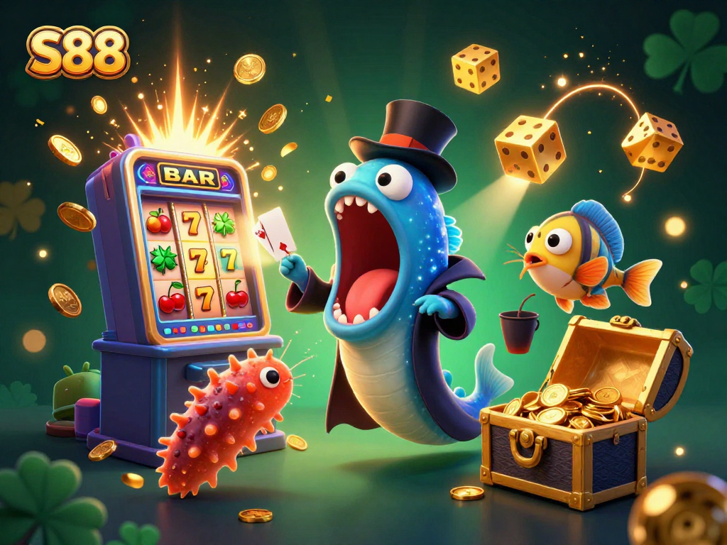 Experience the excitement of S88 with a vibrant deep-sea magic casino scene, showcasing dramatic elements.