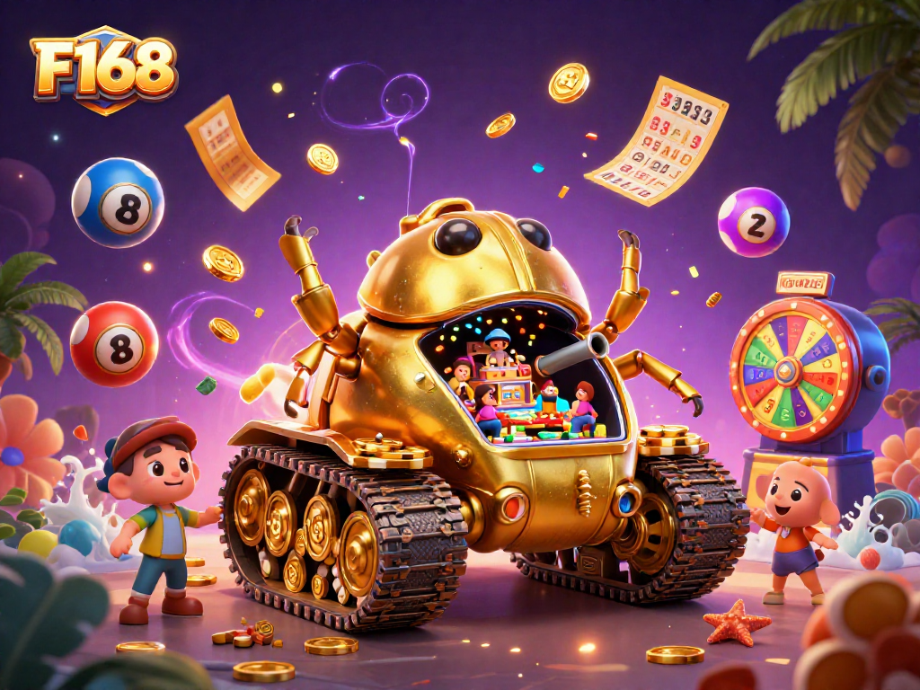 Engage with F168 as a colorful lottery-themed 3D casino that bursts with excitement.
