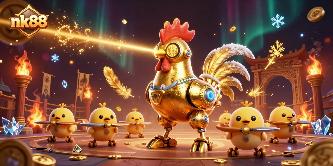 Experience thrilling gameplay at nk88 with golden rooster robots and immersive casino environments.