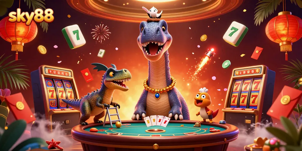 Engage with sky88 exciting slots environment featuring vibrant characters and casino elements.