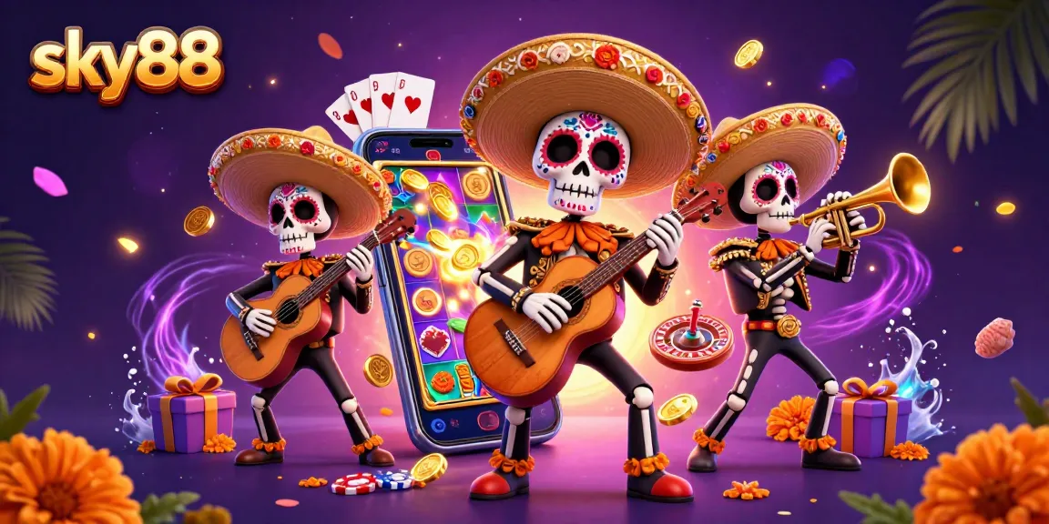 Experience thrilling gameplay with sky88's vibrant 3D casino scene, featuring animated characters and dynamic gaming elements.