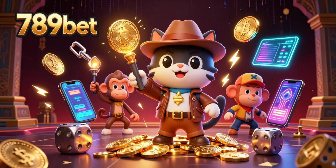 Engage in thrilling adventures with 789bet as our explorer cat uncovers casino treasures in a vibrant scene.