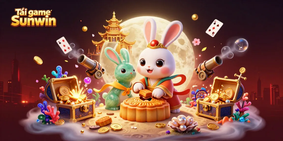Win big with Tải game Sunwin, an engaging illustration showcasing rabbit characters and casino elements.