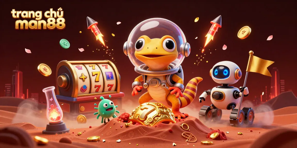 Engage with the thrilling experience of trang chủ man88 as a Martian gecko explores a golden casino on Mars.