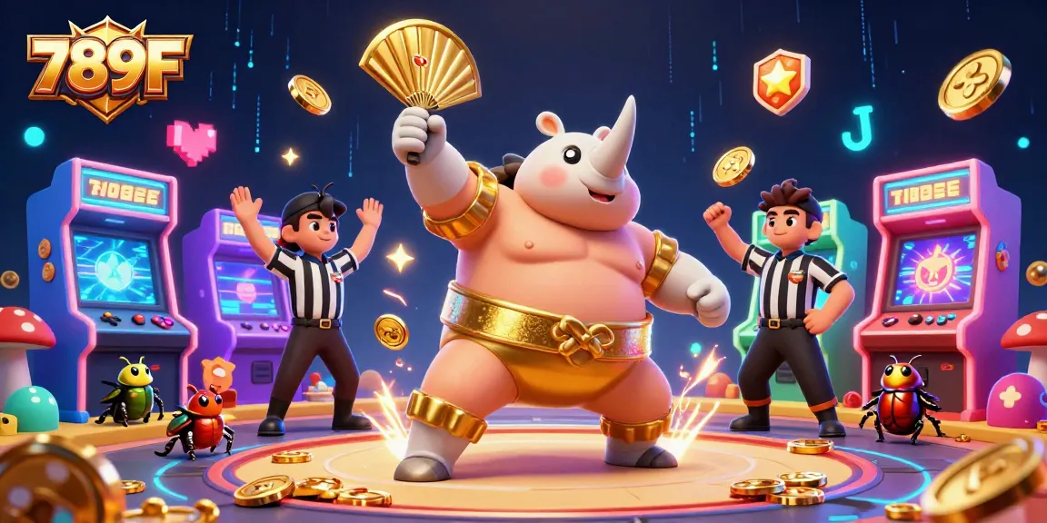 Experience thrilling action at 789F as a beetle champion sends gold coins flying in a vibrant casino scene.