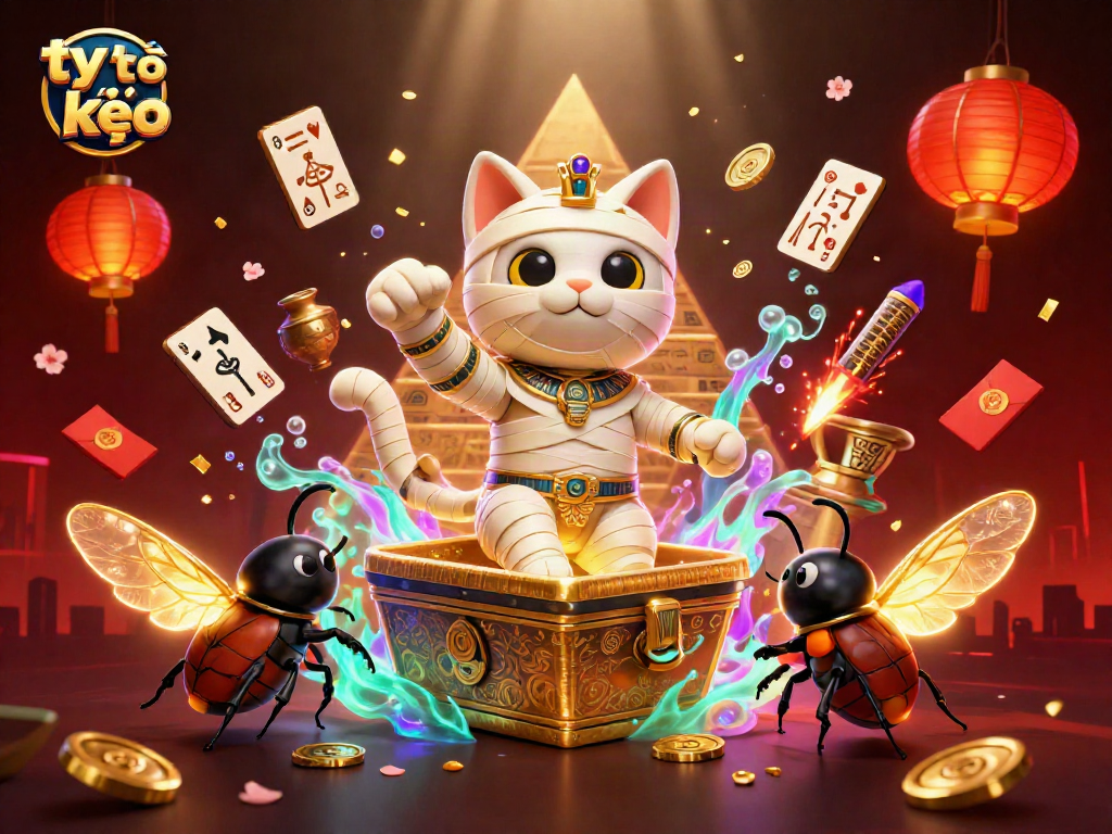 Capture the excitement of tỷ lệ kèo betting in a vibrant casino scene with cartoon characters and festive elements.