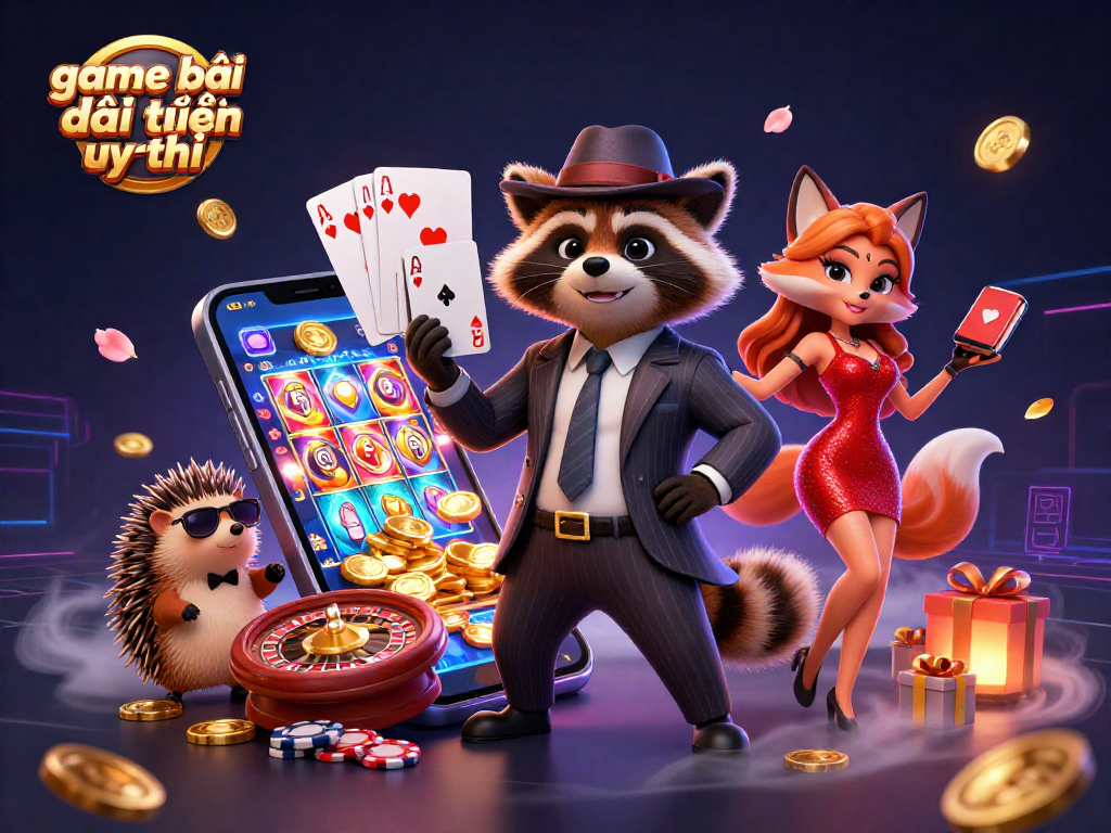Experience the excitement of game bài đổi thưởng uy tín with dynamic casino elements and characters.
