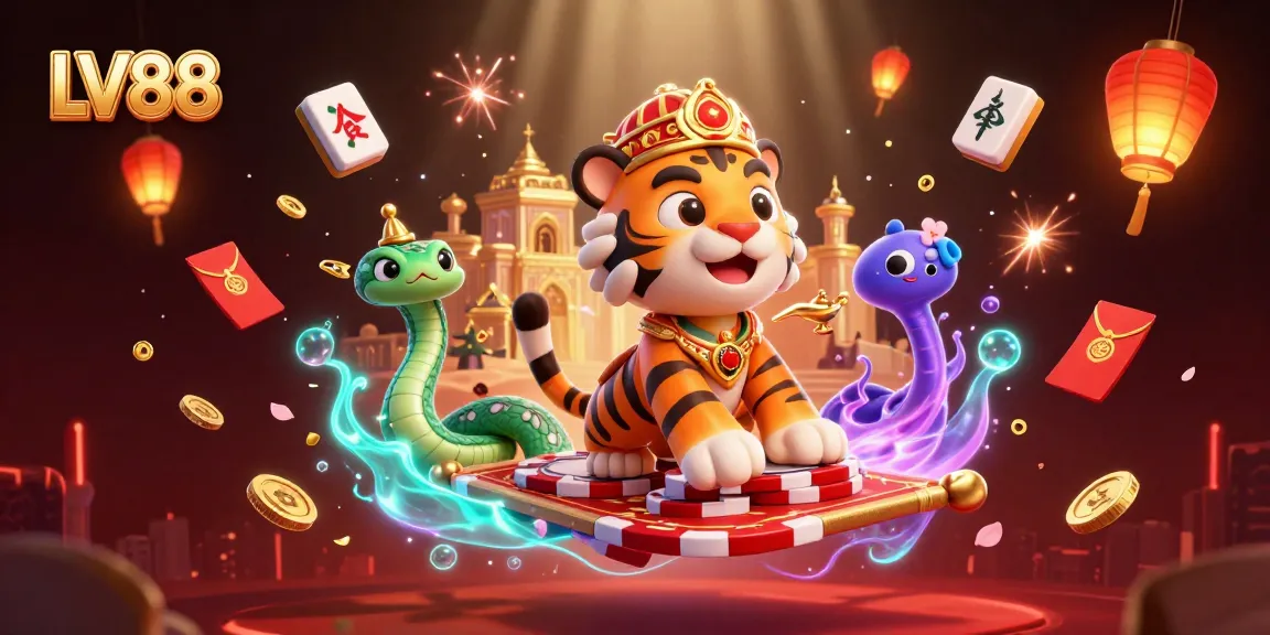Experience thrilling adventures with LV88 in a vibrant Arabian-themed casino scene filled with magical elements.