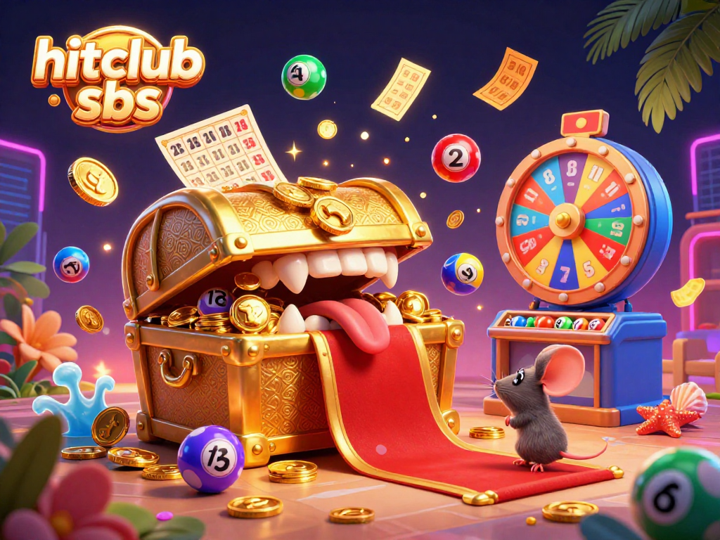Players engage in thrilling opportunities with hitclub sbs, surrounded by vibrant lottery elements and animated prizes.