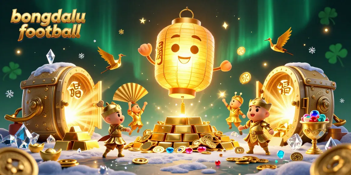 Bongdalu football showcases a vibrant casino scene with a golden lantern spirit and dazzling treasures.
