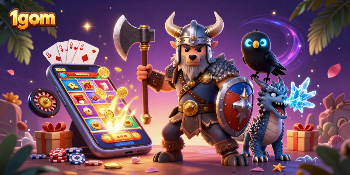 Engage with 1gom's Viking-themed magical betting scene, featuring dragons and gaming elements.
