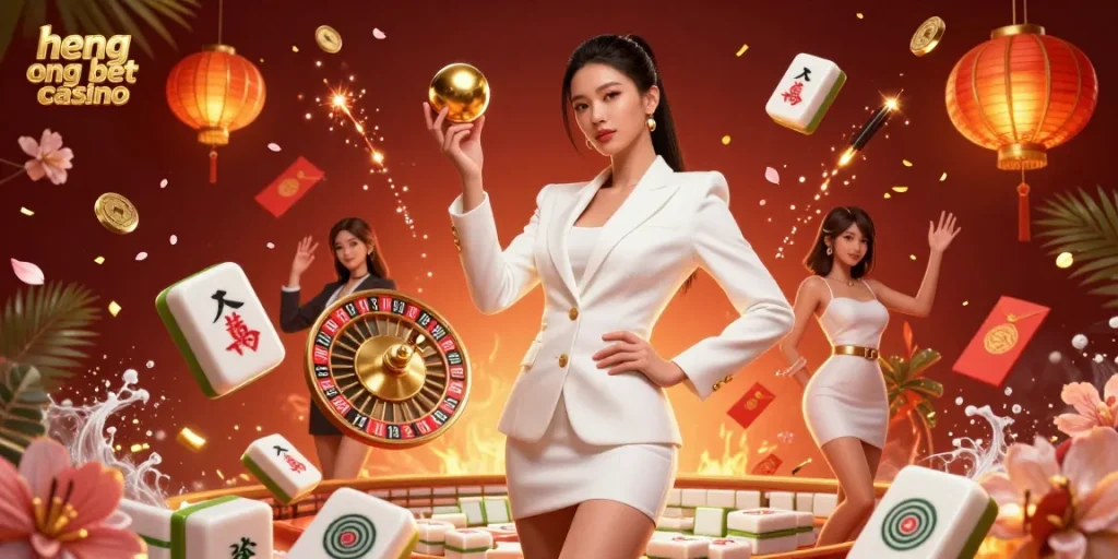 Experience the thrill of heng ong bet casino with vibrant 3D illustration showcasing exciting gaming elements and luxurious ambiance.
