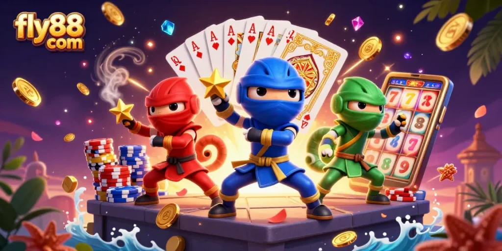 Experience thrilling gaming with fly88 com as chameleon ninjas enhance your casino adventure.